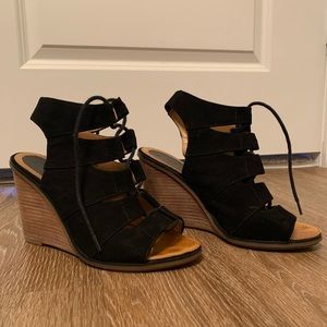 Suede Lace-up High Heels